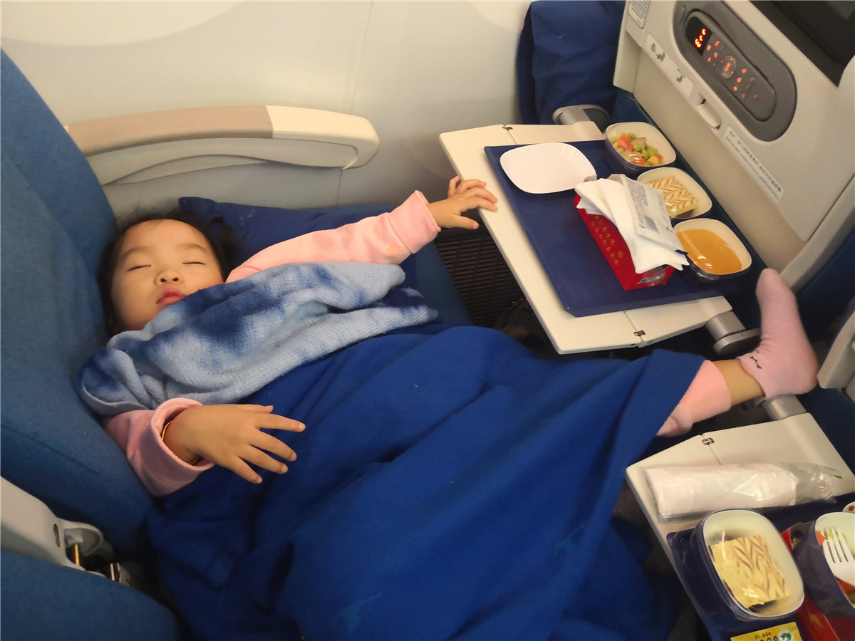 飞机上睡觉的桃子